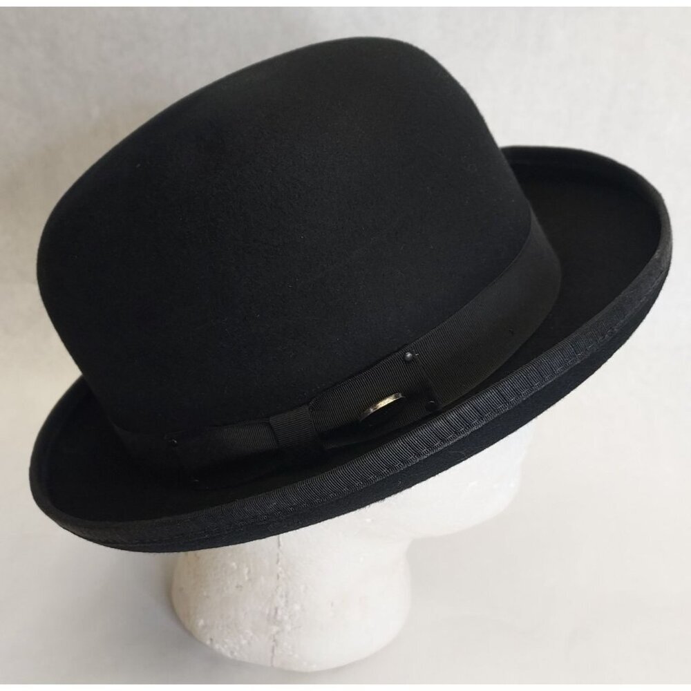 Bailey of Hollywood Derby Hat Sz Large 100% Wool Black Made in USA Vintage Lined